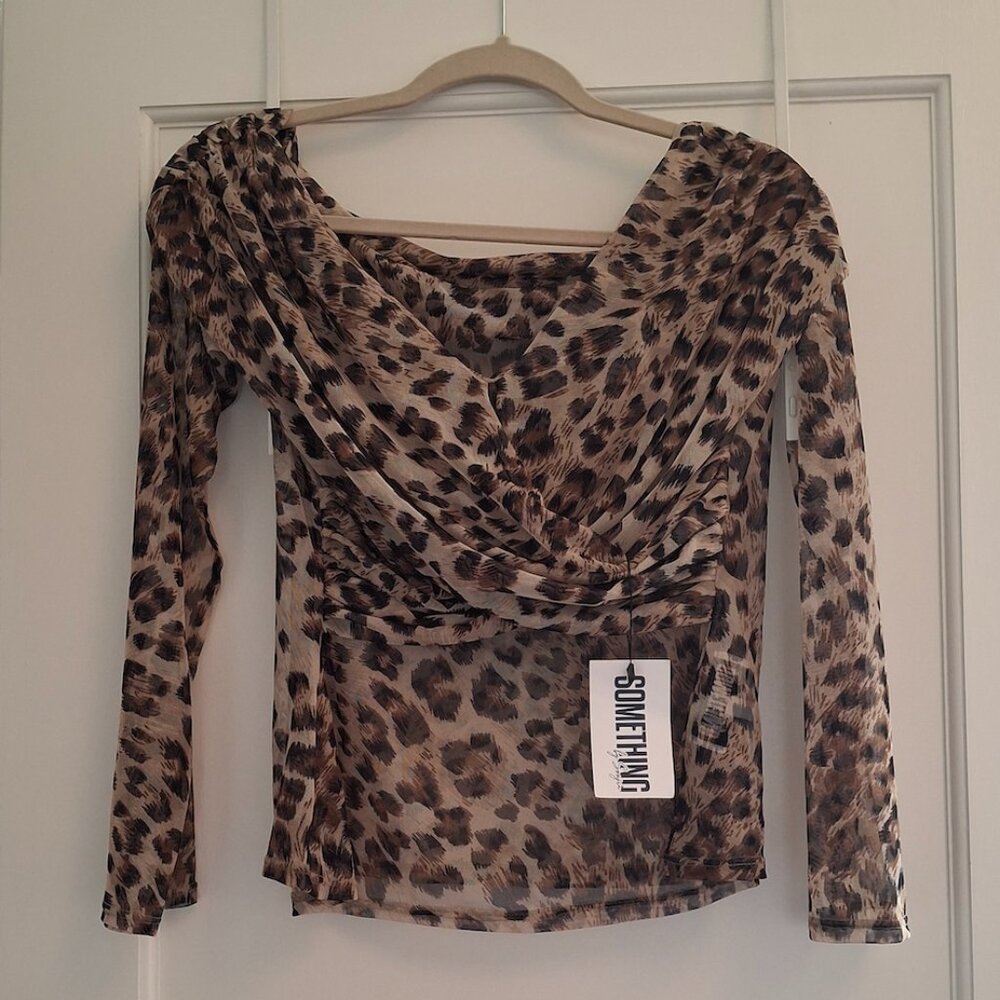 Cheetah print mesh top